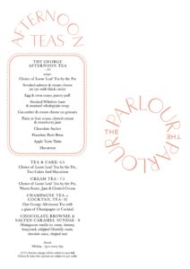 George Parlour Daytime Menu The George in Rye
